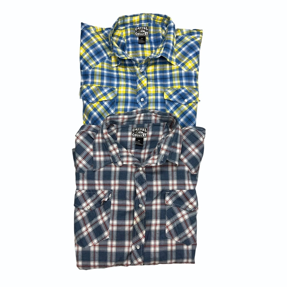 Casual Country Outfitters Mens 4XL Western Snap Shirt Bundle Plaid Cowboy Rodeo
